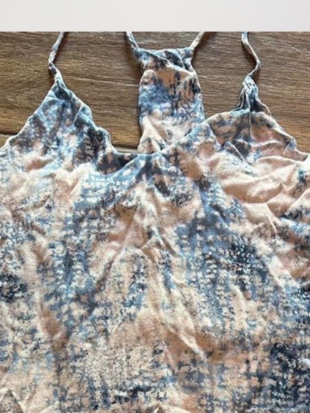 GRACE Sleeveless Tie-Dye Print Cami Top - Blue & Cream